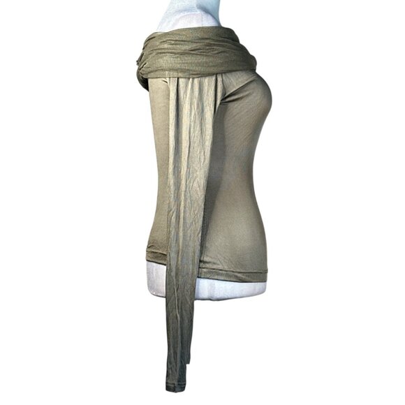 Christopher Esber Sonora Veiled Long Sleeve Top in Linseed 4 New Womens Blouse - Picture 8 of 17